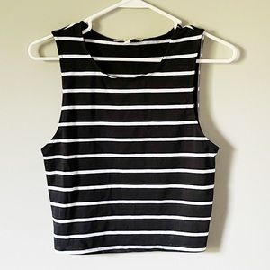 S Express One Eleven Striped Crop Top Black White